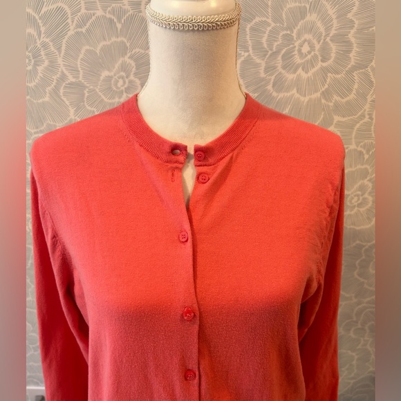 JCrew Factory Bright Pink Crew Neck Button Down Classic Cardigan - Sz XL - Picture 2 of 11